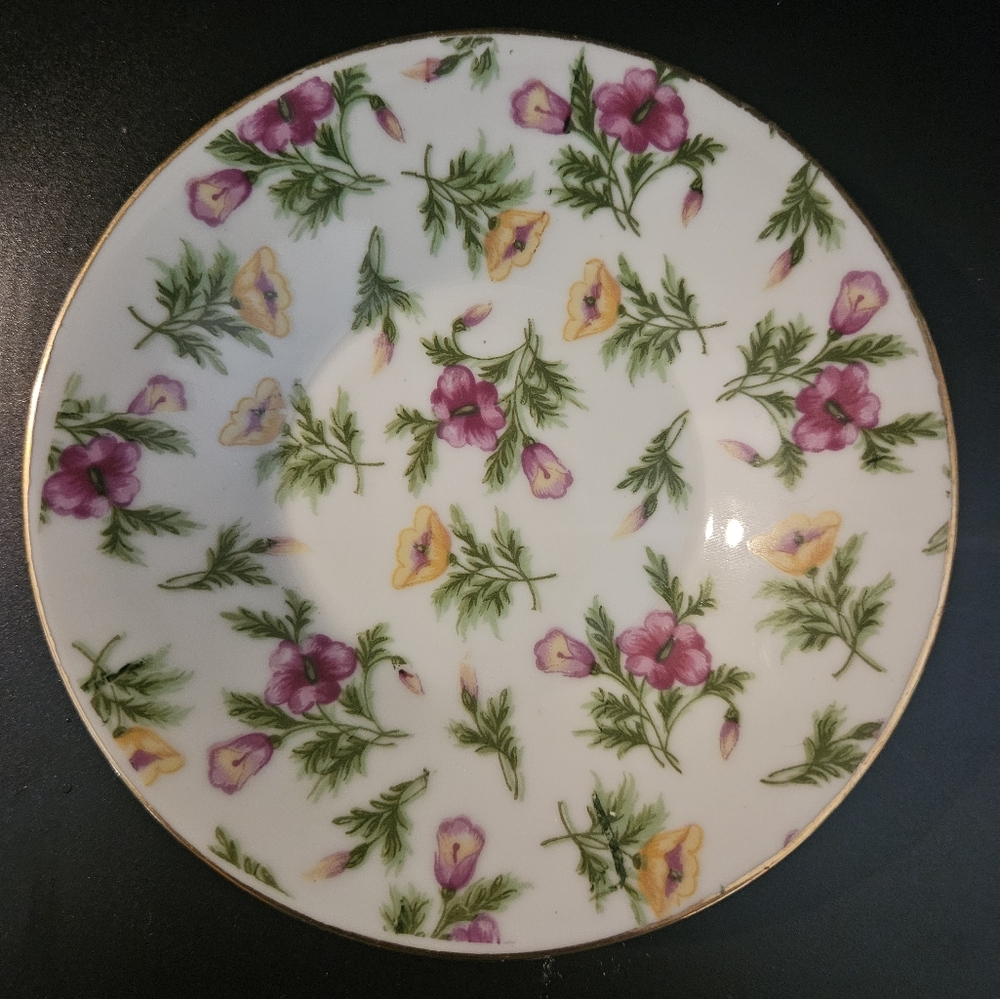 Vintage Chintz Norcrest Saucer Gold Edge w/ sticker 4.5" C-756 JAPAN